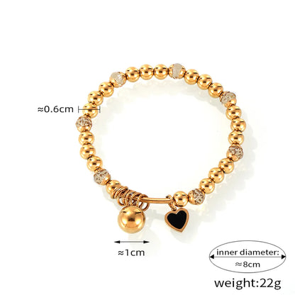 Simple Style Korean Style Round Heart Shape Lines 304 Stainless Steel 18K Gold Plated Bracelets In Bulk