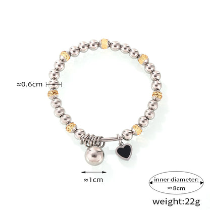 Simple Style Korean Style Round Heart Shape Lines 304 Stainless Steel 18K Gold Plated Bracelets In Bulk