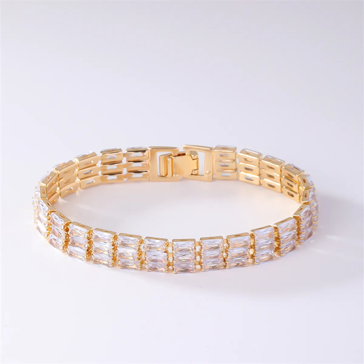 Simple Style Korean Style Square Copper Plating Inlay Zircon Bracelets