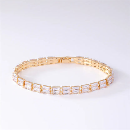 Simple Style Korean Style Square Copper Plating Inlay Zircon Bracelets