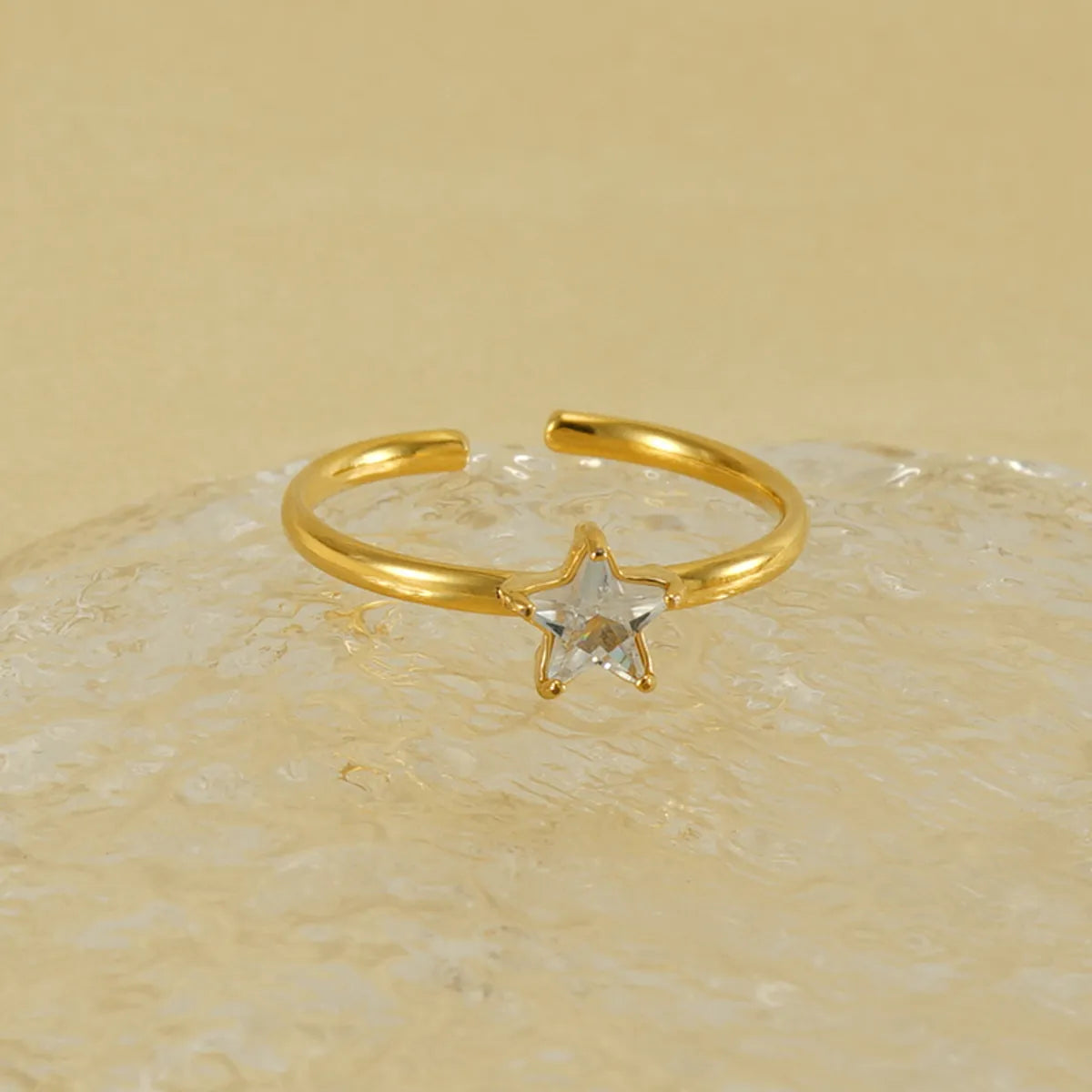 Simple Style Korean Style Star Stainless Steel Inlay Zircon 18k Gold Plated Open Rings