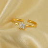 Simple Style Korean Style Star Stainless Steel Inlay Zircon 18k Gold Plated Open Rings