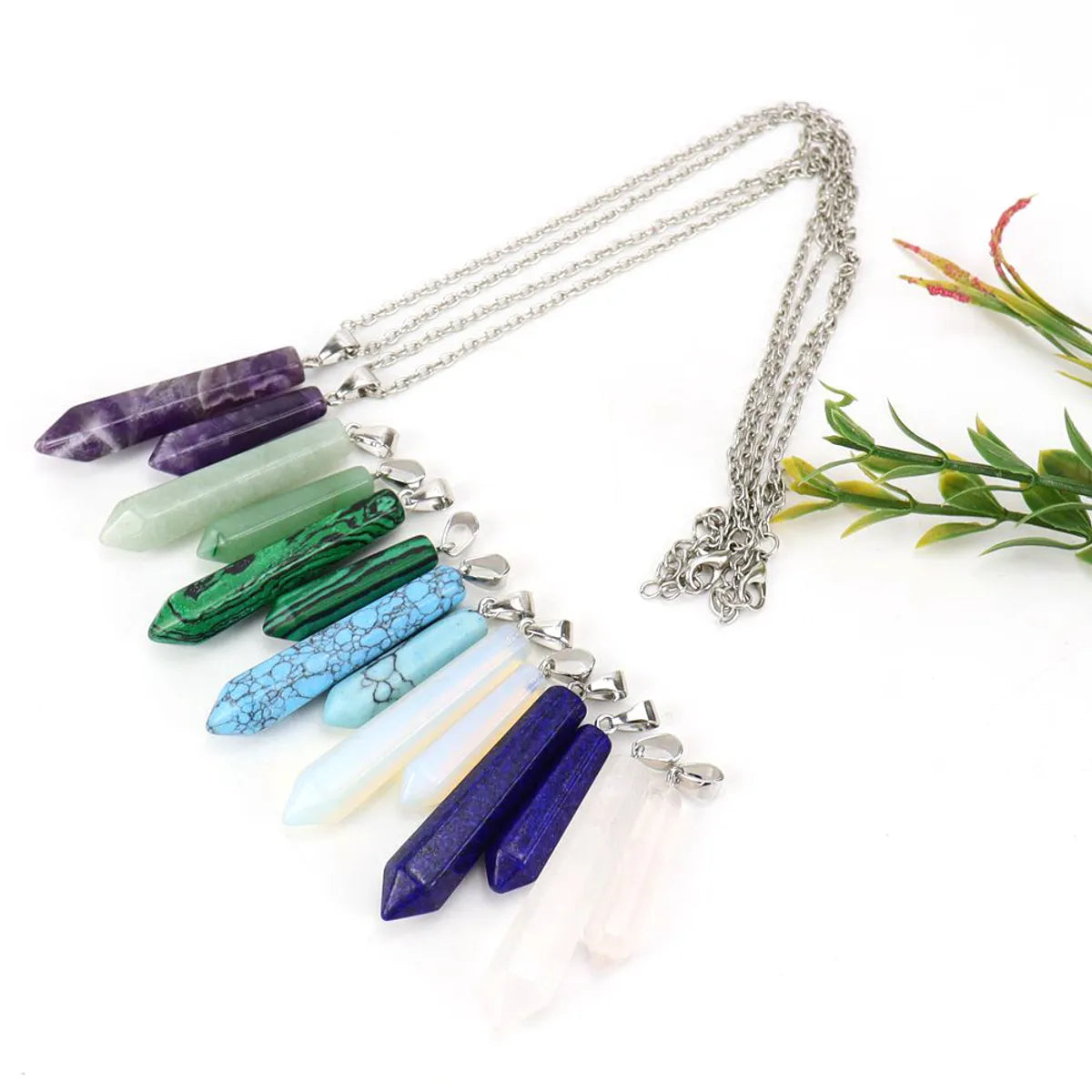 Simple Style Leaf Agate Pendant Necklace In Bulk