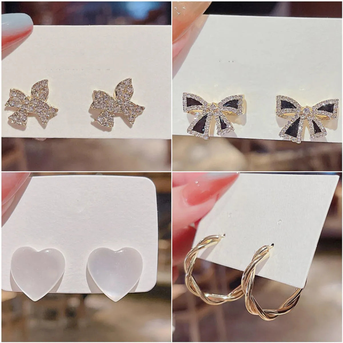 Simple Style Leaf Alloy Inlay Zircon Women's Earrings Ear Studs