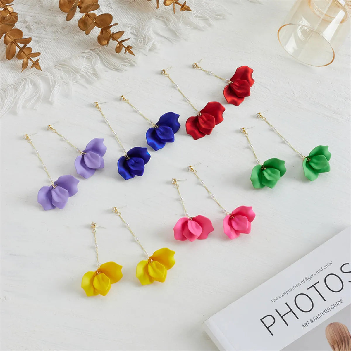 Simple Style Leaf Arylic Patchwork Women'S Drop Earrings