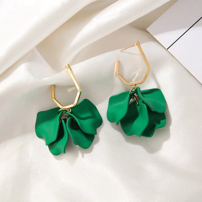 Simple Style Leaf Arylic Plating Gold Plated Women'S Drop Earrings