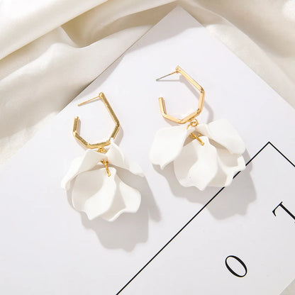 Simple Style Leaf Arylic Plating Gold Plated Women'S Drop Earrings