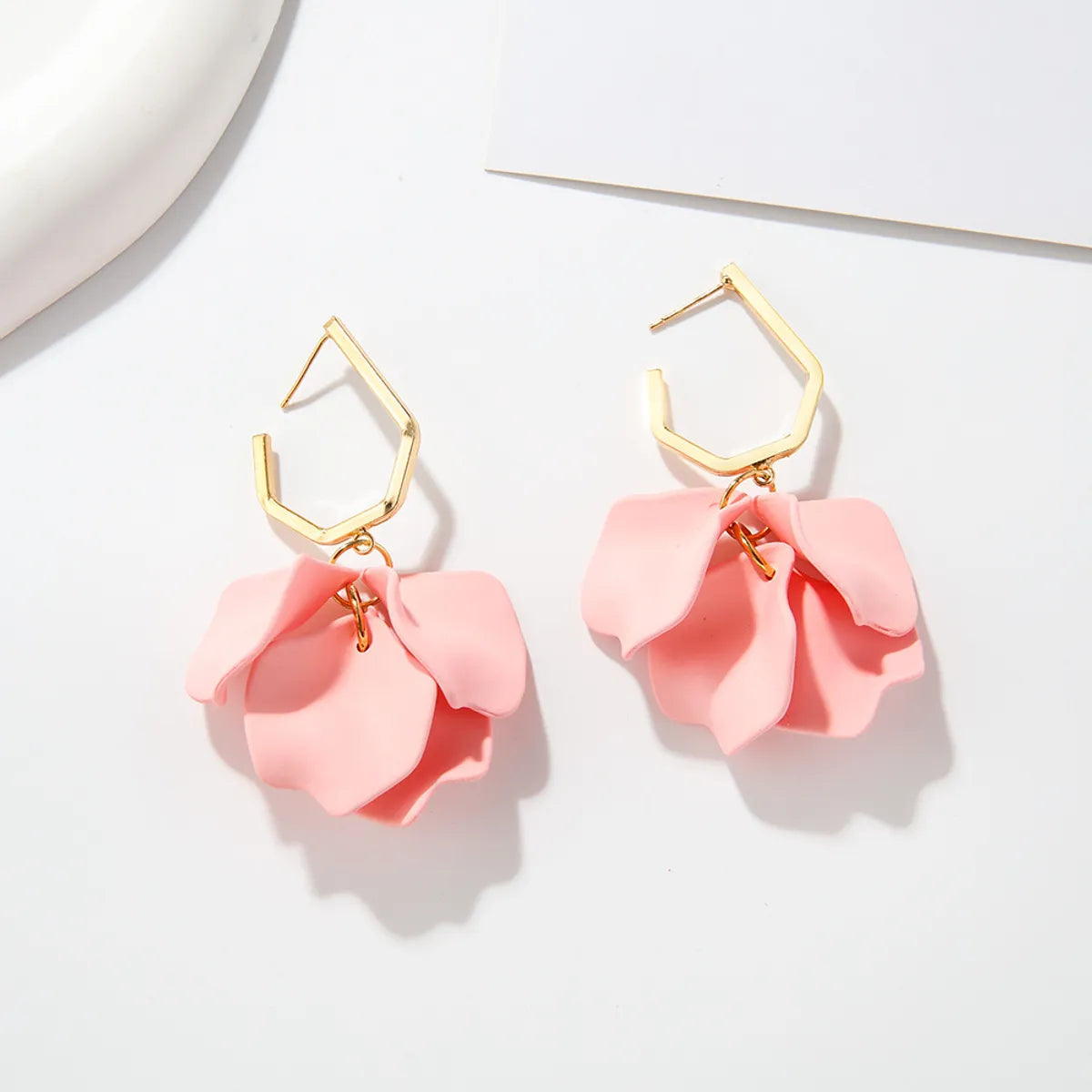 Simple Style Leaf Arylic Plating Gold Plated Women'S Drop Earrings