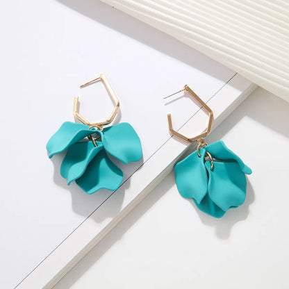 Simple Style Leaf Arylic Plating Gold Plated Women'S Drop Earrings