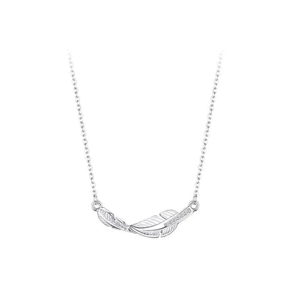 Feather Necklace Simple Pendant Fine Flash Diamond Clavicle Chain