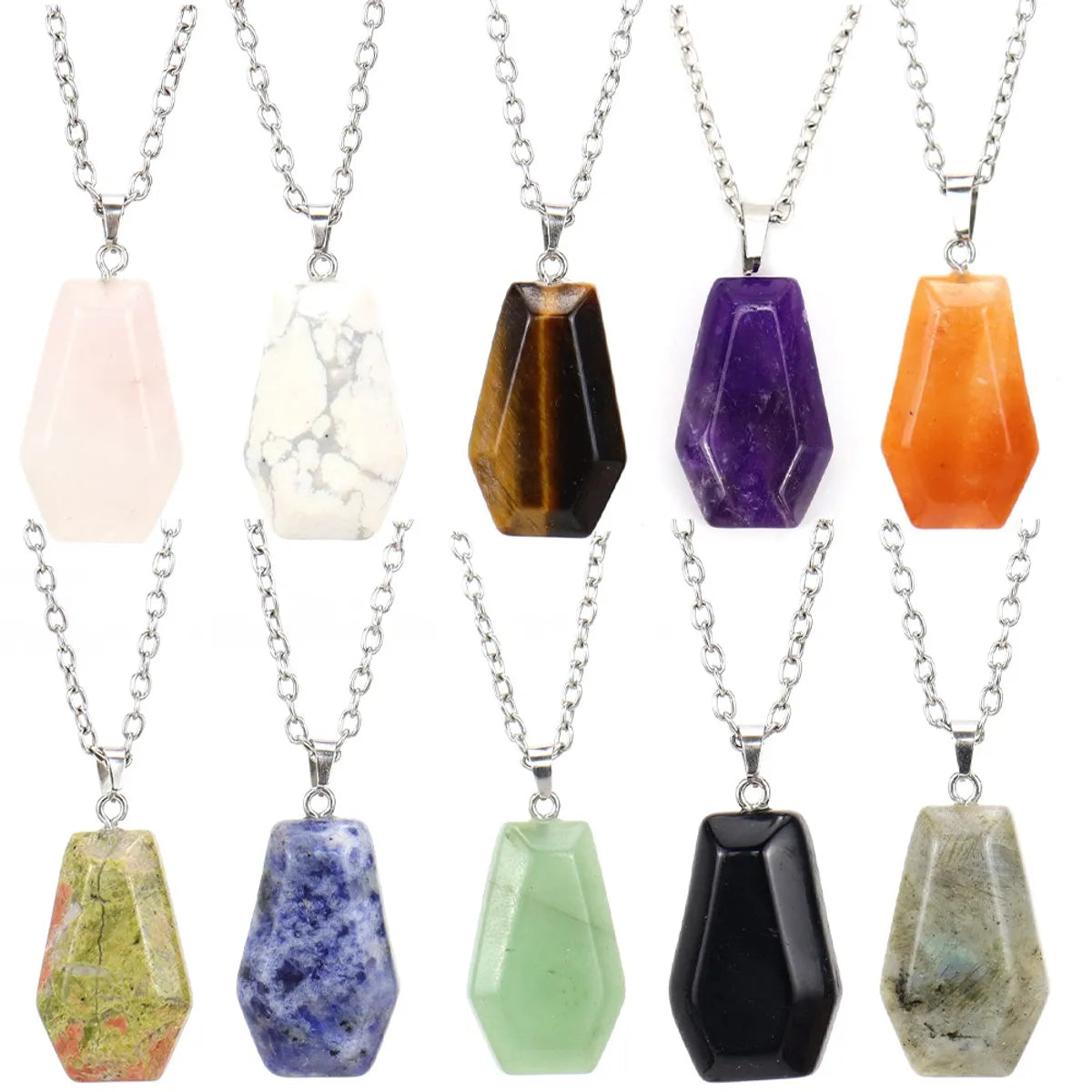 Simple Style Leaf Natural Stone Agate Knitting Pendant Necklace