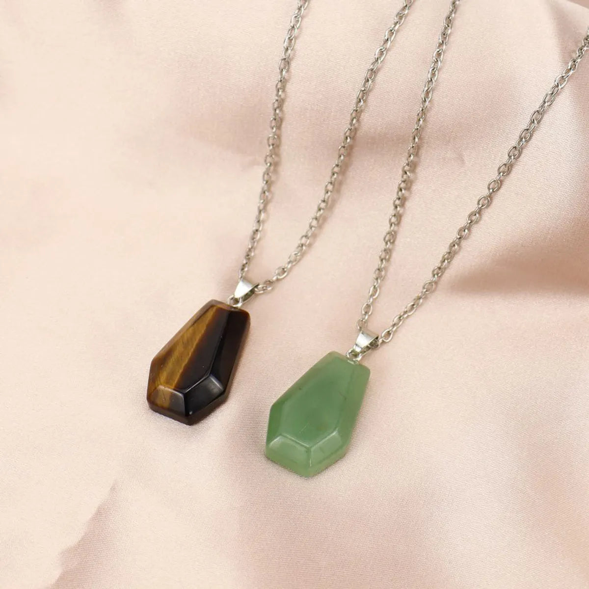 Simple Style Leaf Natural Stone Agate Knitting Pendant Necklace