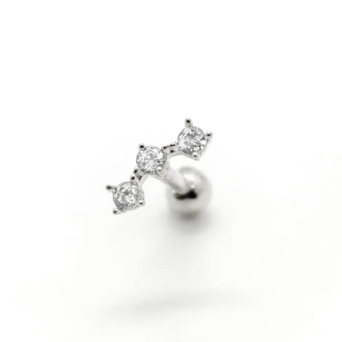 Simple Style Leaf Star Sterling Silver Plating Inlay Zircon Ear Studs 1 Piece