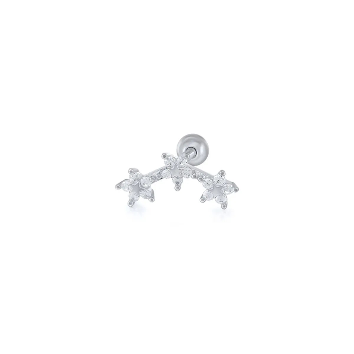 Simple Style Leaf Star Sterling Silver Plating Inlay Zircon Ear Studs 1 Piece