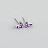 Simple Style Leaf Sterling Silver Inlay Zircon Ear Studs 1 Pair