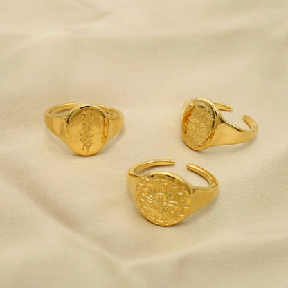 Simple Style Leaf Titanium Steel Gold Plated Gold Plated Open Ring