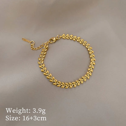 Simple Style Leaf Titanium Steel Plating Bracelets