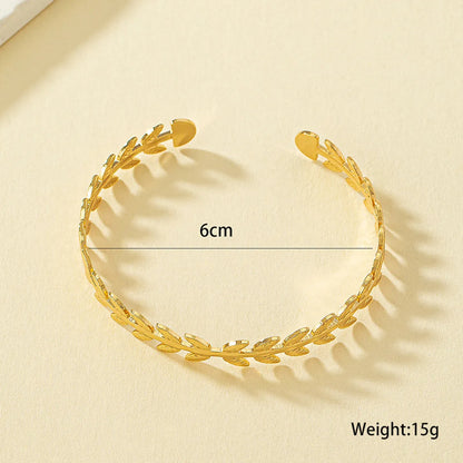 Simple Style Leaves Metal Plating Gold Plated Women's Bangle