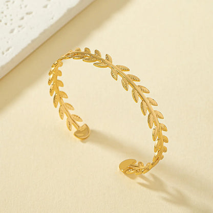 Simple Style Leaves Metal Plating Gold Plated Women's Bangle