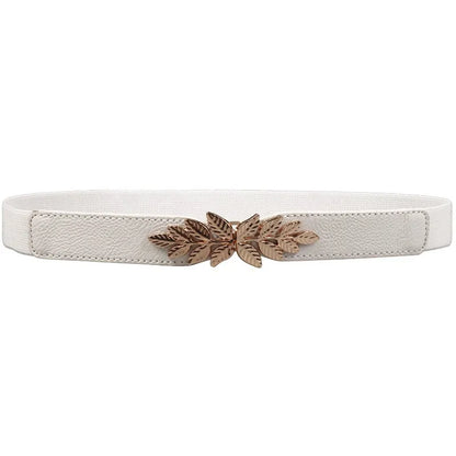 Simple Style Leaves Pu Leather Elastic Band Women'S Leather Belts 1 Piece