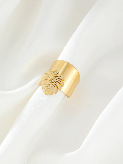 Simple Style Leaves Stainless Steel Plating 18k Gold Plated Charm Rings