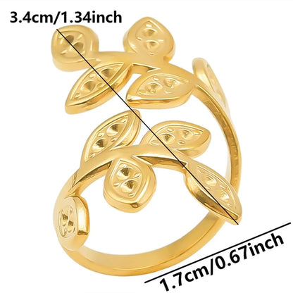 Simple Style Leaves Stainless Steel Polishing Plating Open Rings