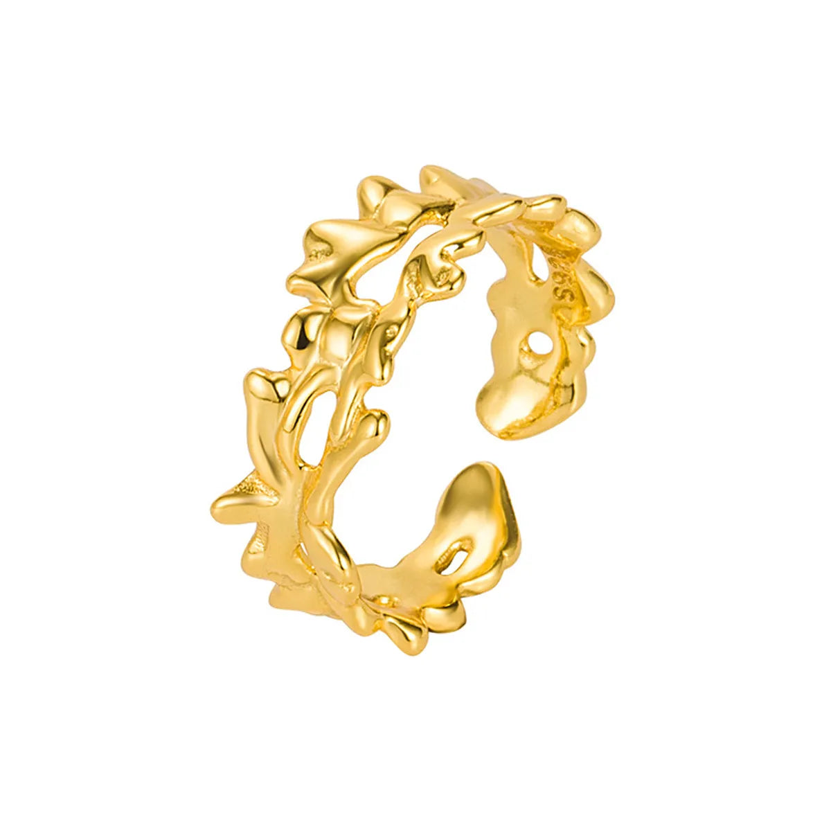 Simple Style Leaves Sterling Silver Gold Plated Rings In Bulk