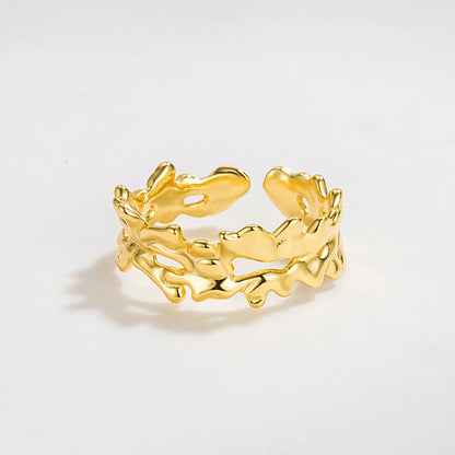 Simple Style Leaves Sterling Silver Gold Plated Rings In Bulk