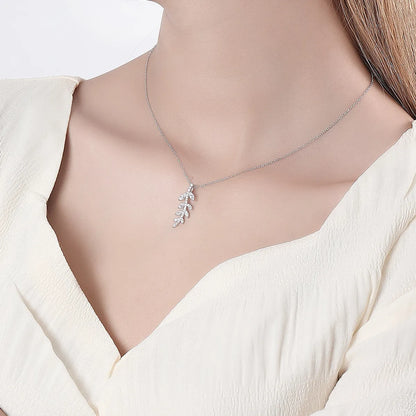 Simple Style Leaves Sterling Silver Plating Pendant Necklace