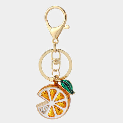 Simple Style Lemon Zinc Alloy Inlay Rhinestones Unisex Bag Pendant Keychain