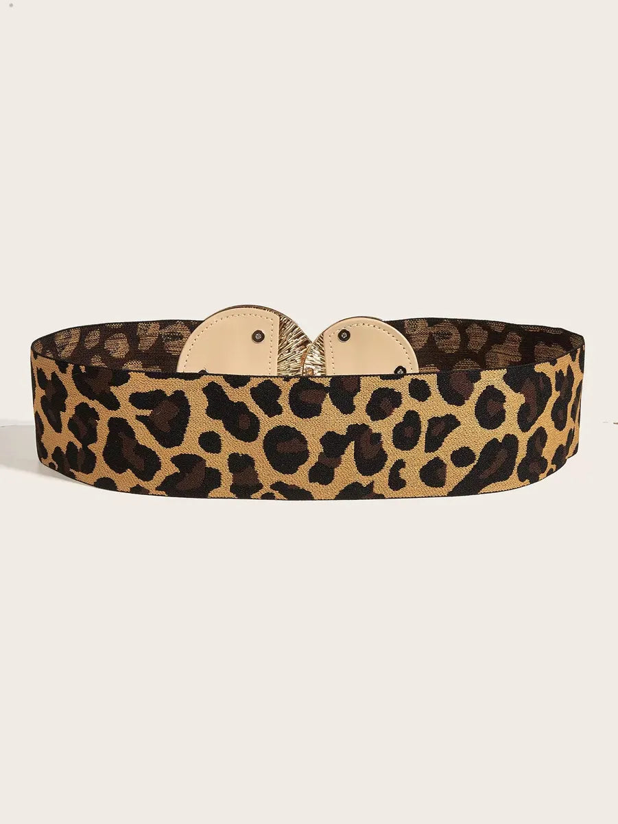 Simple Style Leopard Pu Leather Alloy Metal Printing Women'S Leather Belts