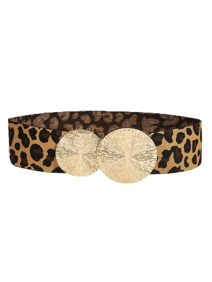 Simple Style Leopard Pu Leather Alloy Metal Printing Women'S Leather Belts