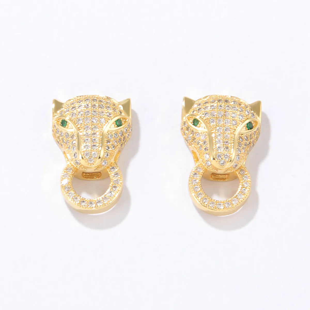 Simple Style Leopard Copper Ear Studs Gold Plated Zircon Copper Earrings