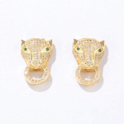 Simple Style Leopard Copper Ear Studs Gold Plated Zircon Copper Earrings