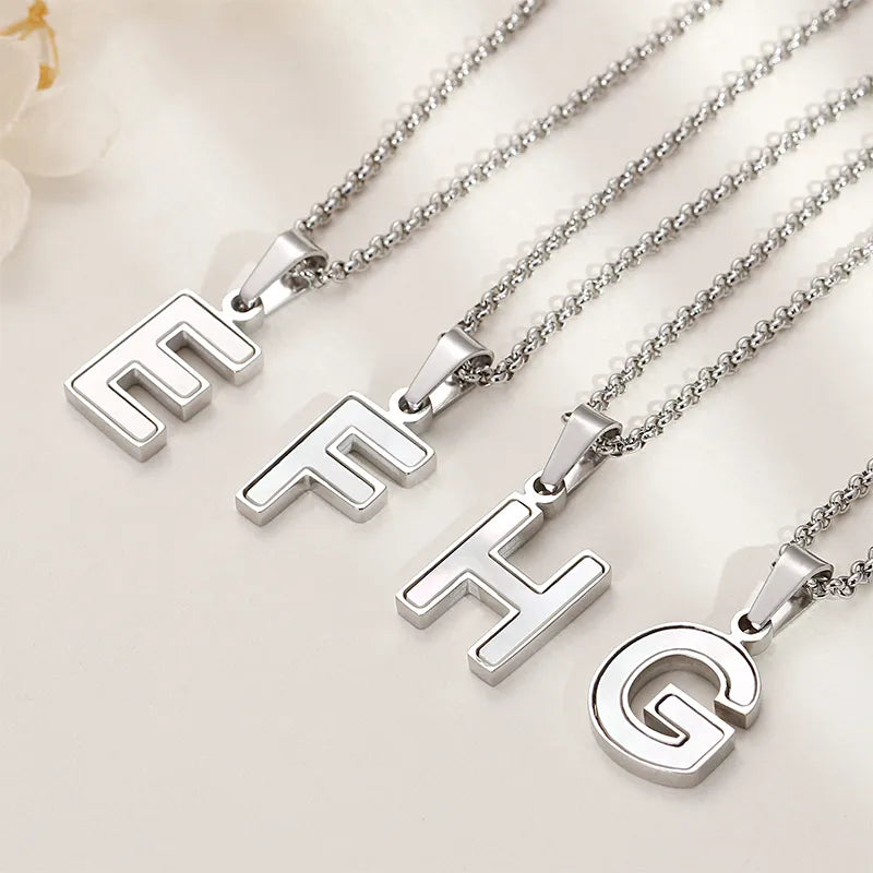 Simple Style Letter 304 Stainless Steel Shell Women'S Pendant Necklace