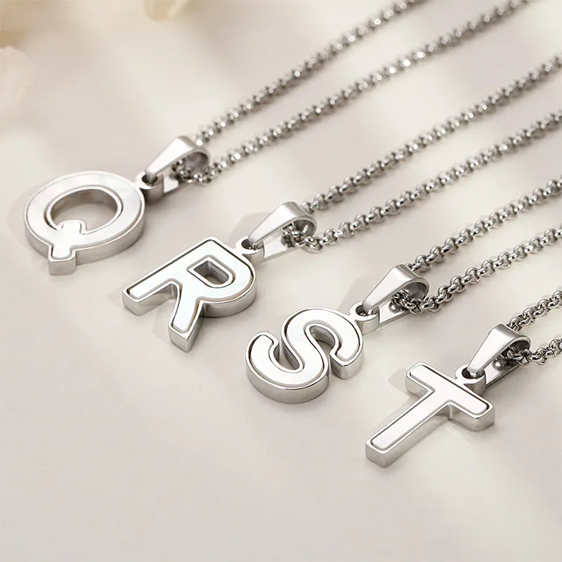 Simple Style Letter 304 Stainless Steel Shell Women'S Pendant Necklace