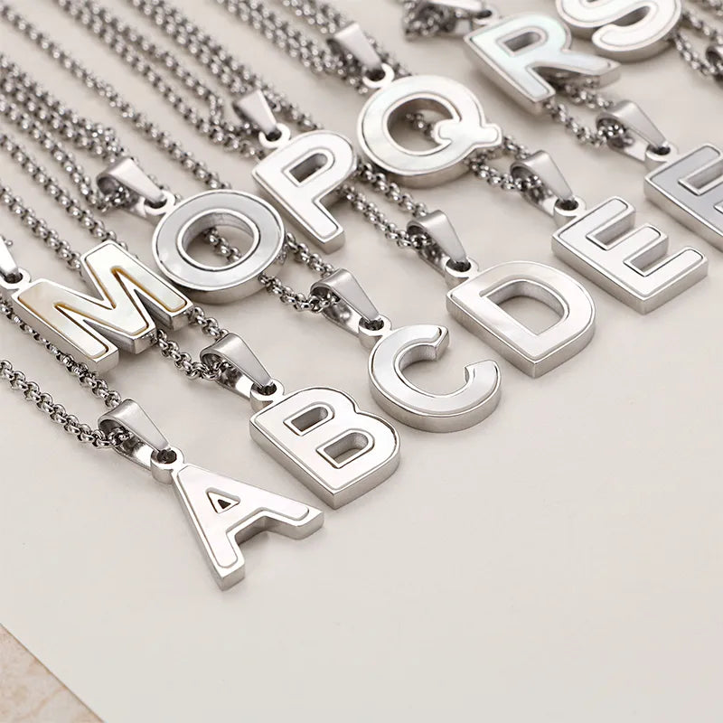 Simple Style Letter 304 Stainless Steel Shell Women'S Pendant Necklace