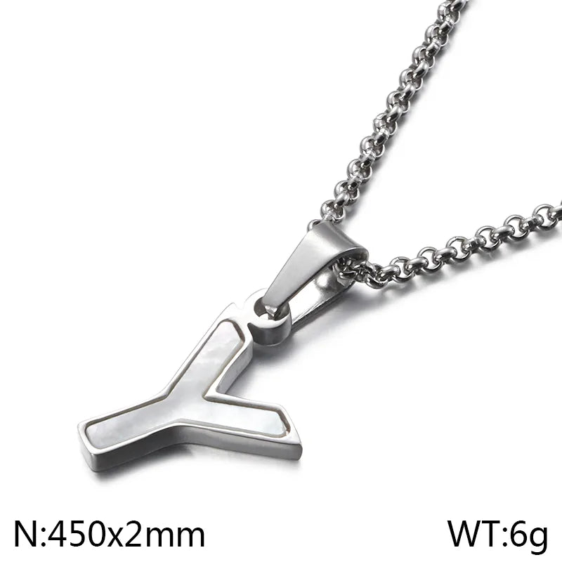 Simple Style Letter 304 Stainless Steel Shell Women'S Pendant Necklace