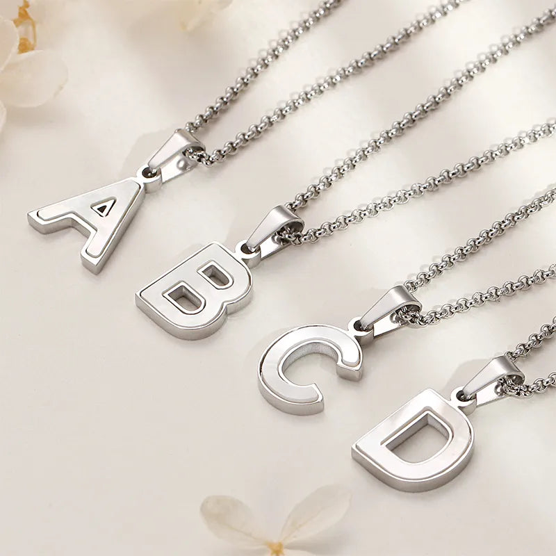 Simple Style Letter 304 Stainless Steel Shell Women'S Pendant Necklace