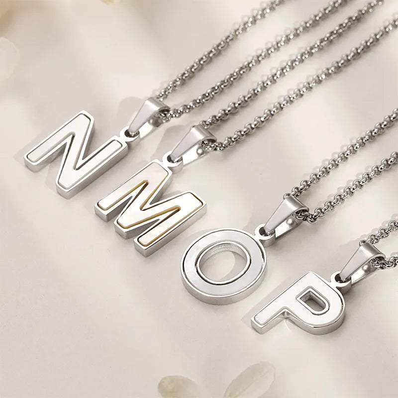 Simple Style Letter 304 Stainless Steel Shell Women'S Pendant Necklace