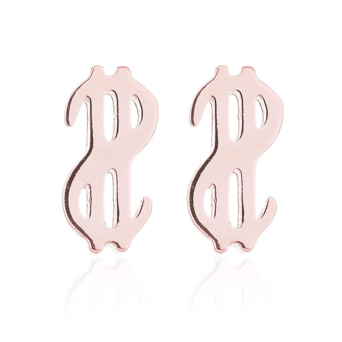 Simple Style Letter Cat Elephant Stainless Steel Plating Hollow Out Ear Studs 1 Pair