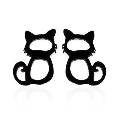 Simple Style Letter Cat Elephant Stainless Steel Plating Hollow Out Ear Studs 1 Pair