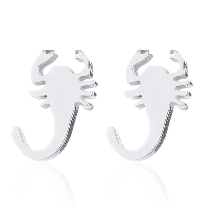 Simple Style Letter Cat Elephant Stainless Steel Plating Hollow Out Ear Studs 1 Pair