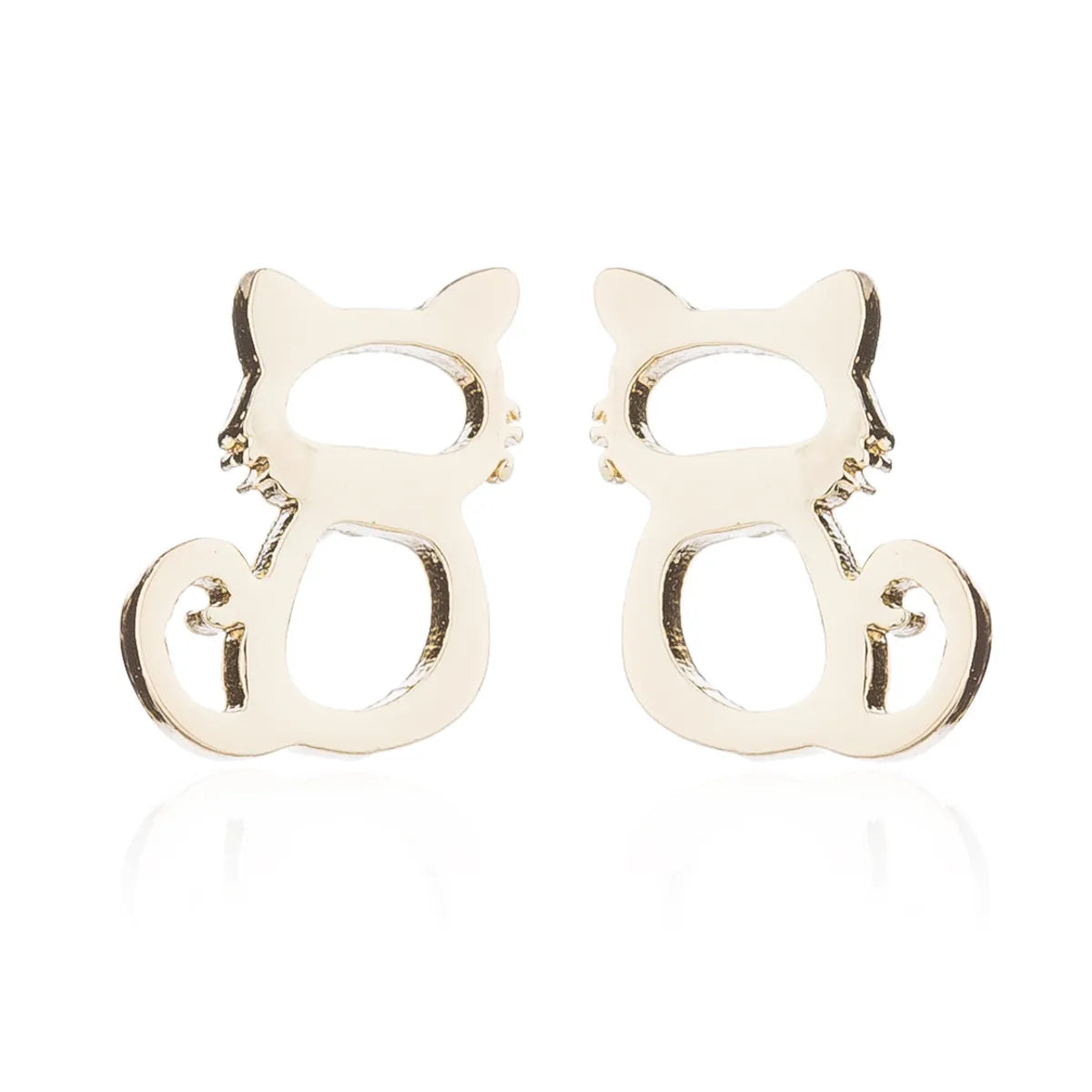 Simple Style Letter Cat Elephant Stainless Steel Plating Hollow Out Ear Studs 1 Pair