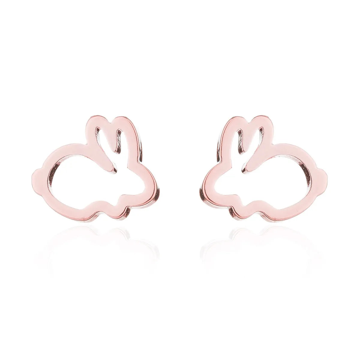 Simple Style Letter Cat Elephant Stainless Steel Plating Hollow Out Ear Studs 1 Pair