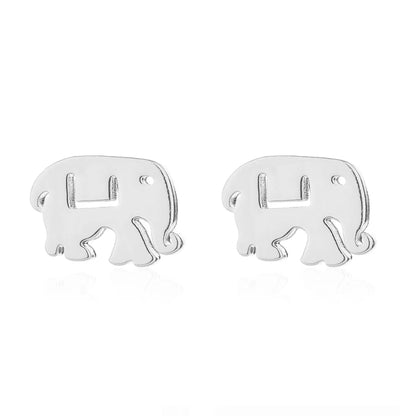 Simple Style Letter Cat Elephant Stainless Steel Plating Hollow Out Ear Studs 1 Pair