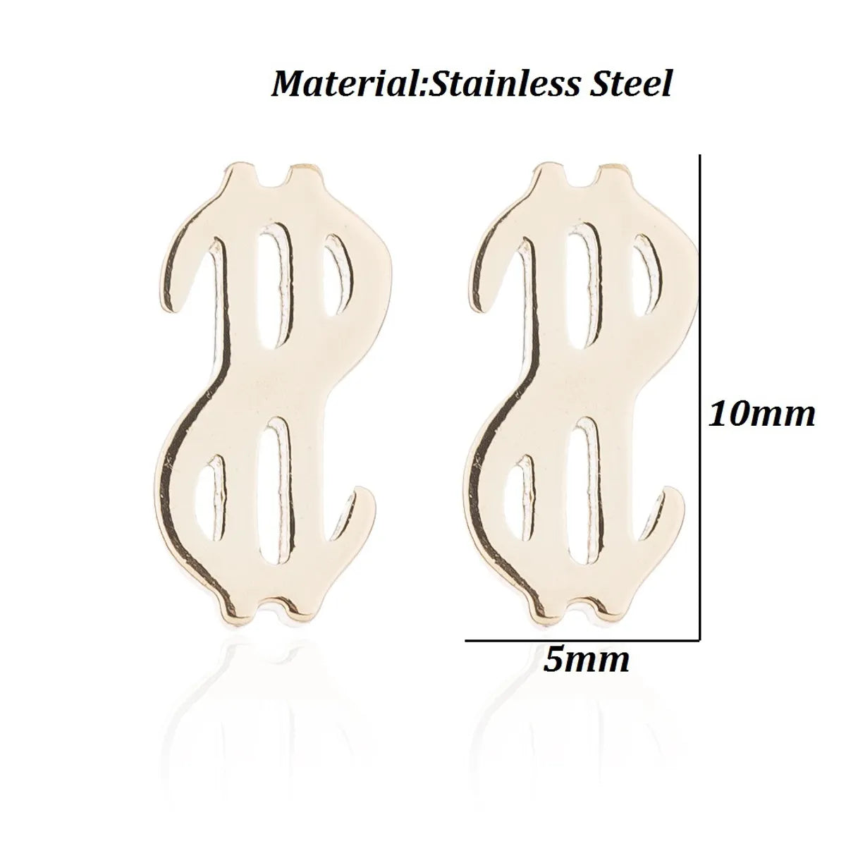 Simple Style Letter Cat Elephant Stainless Steel Plating Hollow Out Ear Studs 1 Pair