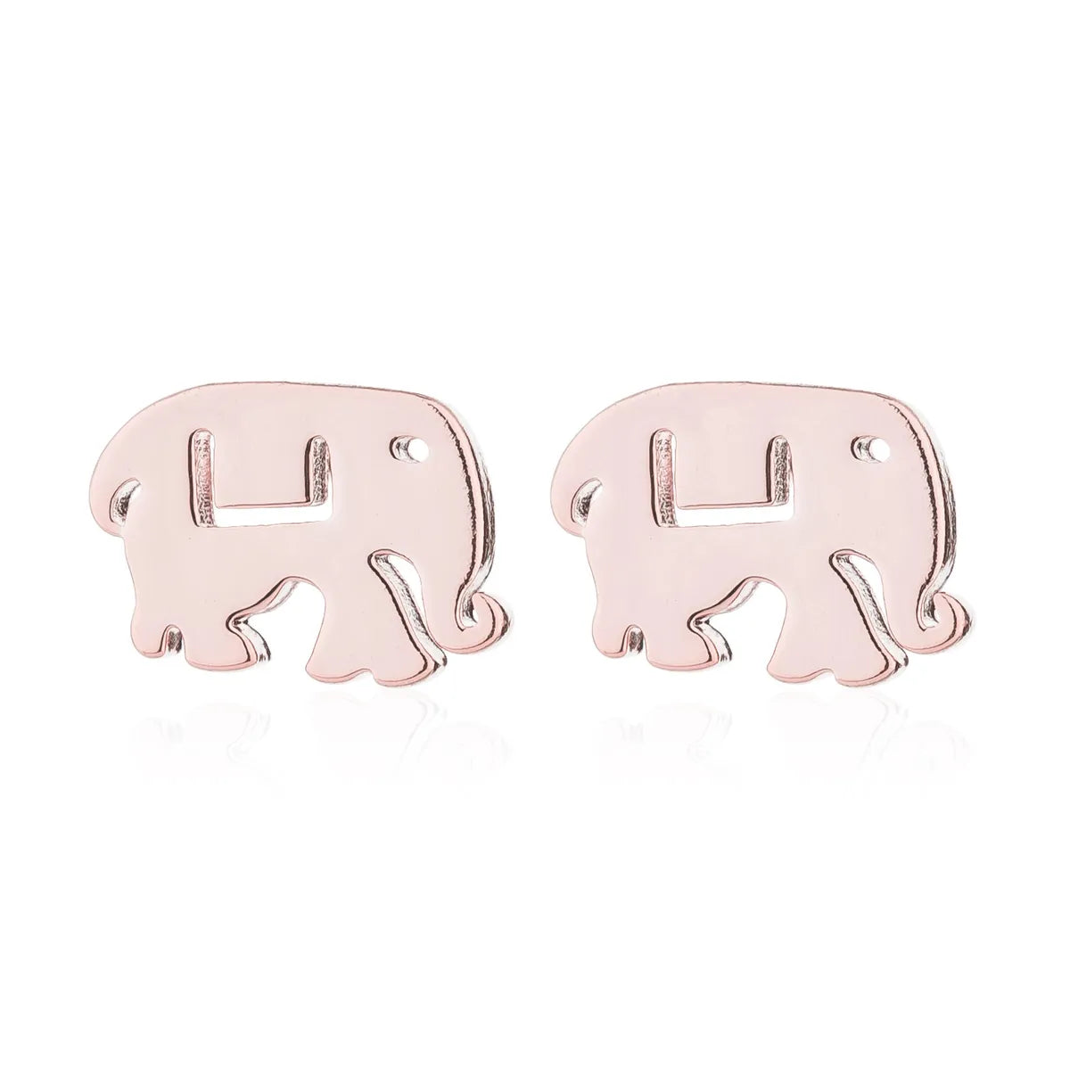 Simple Style Letter Cat Elephant Stainless Steel Plating Hollow Out Ear Studs 1 Pair