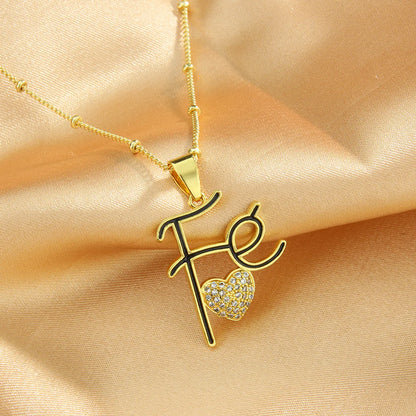 Simple Style Letter Copper Rhinestones Necklace In Bulk