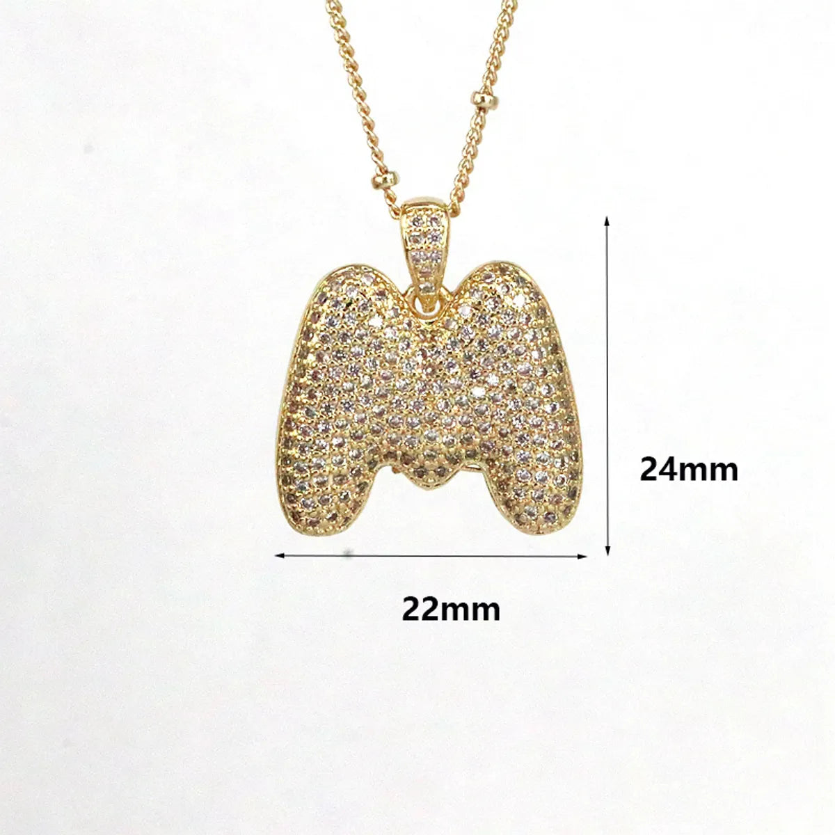 Simple Style Letter Copper Plating Inlay Zircon 18k Gold Plated Pendant Necklace